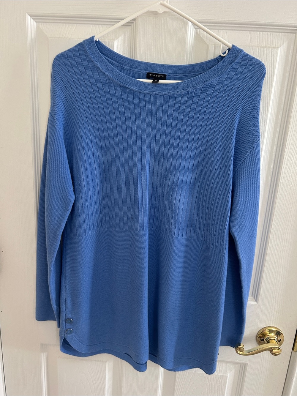 Talbots Cornflower Blue Ribbed Knit Pullover Sweater